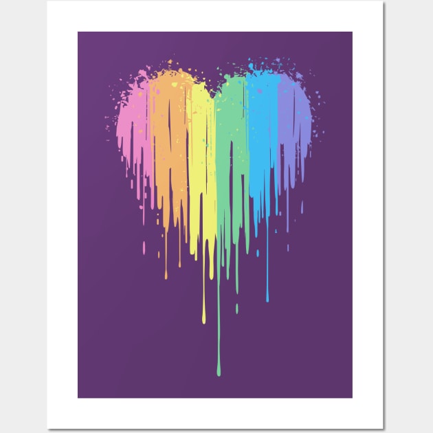 Rainbow Drip Heart Wall Art by katiestack.art